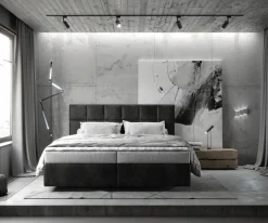 BoxspringbettDream-Fine 180x200 cm Mikrofaser Anthrazit Vintage mit Matratze und Topper Sofort versandfertig