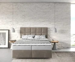 BoxspringbettDream-Fine 140x200 cm Mikrofaser Beige mit Matratze und Topper Sofort versandfertig