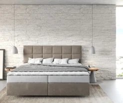 BoxspringbettDream-Fine 180x200 cm Mikrofaser Beige mit Matratze und Topper Sofort versandfertig
