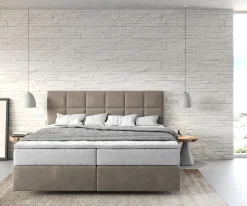 BoxspringbettDream-Fine 180x200 cm Mikrofaser Beige mit TFK Matratze und Visco Topper Sofort versandfertig