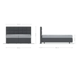 BoxspringbettDream-Fine 160x200 cm Mikrofaser Grau mit Matratze und Topper Sofort versandfertig