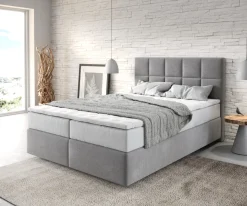 BoxspringbettDream-Fine 140x200 cm Mikrofaser Grau mit TFK Matratze und Visco Topper Sofort versandfertig
