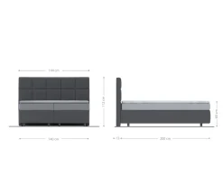 BoxspringbettDream-Fine 140x200 cm Mikrofaser Grau mit TFK Matratze und Visco Topper Sofort versandfertig