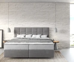 BoxspringbettDream-Fine 180x200 cm Mikrofaser Grau mit TFK Matratze und Visco Topper Sofort versandfertig