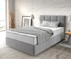 BoxspringbettDream-Fine 120x200 cm Mikrofaser Grau mit TFK Matratze und Visco Topper Sofort versandfertig