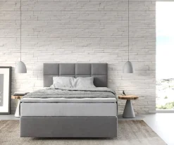 BoxspringbettDream-Fine 120x200 cm Mikrofaser Grau mit TFK Matratze und Visco Topper Sofort versandfertig
