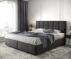 BoxspringbettDream-Fine 180x200 cm Mikrofaser Schwarz mit Matratze und Topper Sofort versandfertig