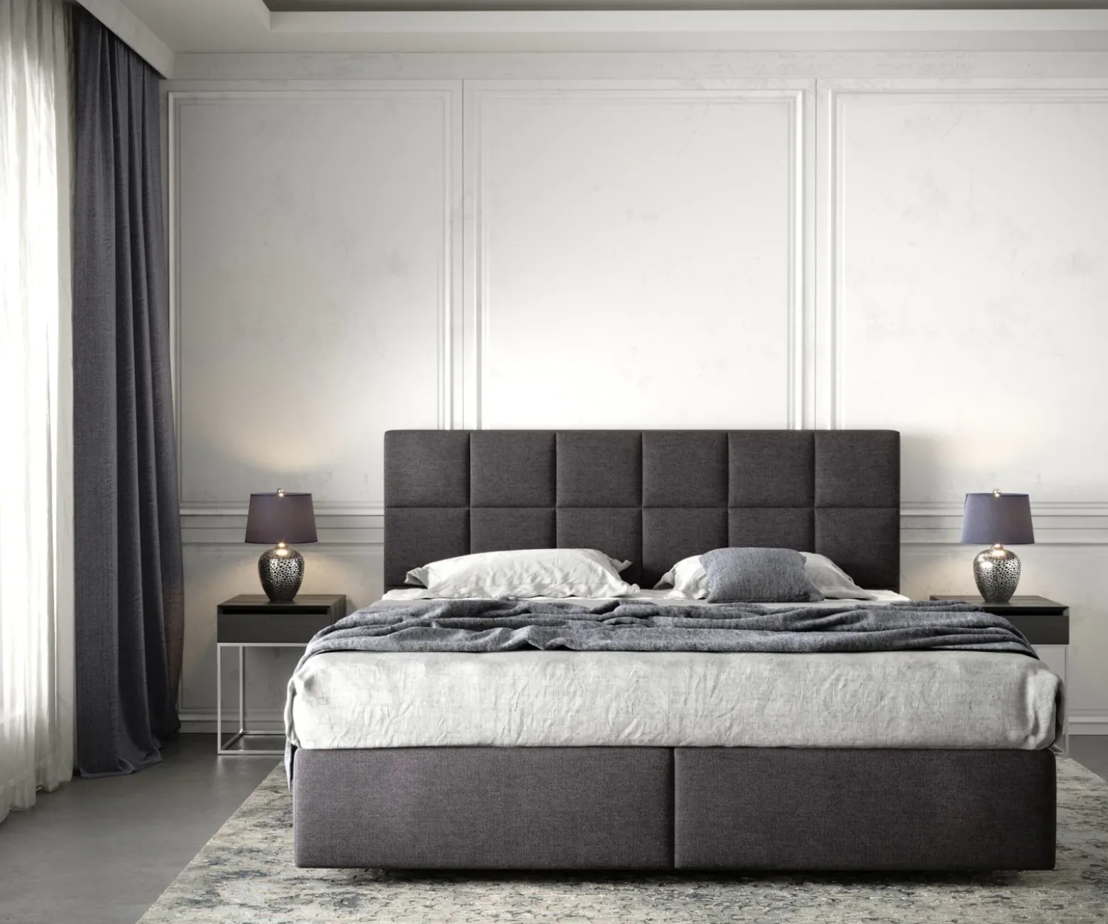 BoxspringbettDream-Fine 180x200 cm Mikrofaser Schwarz mit Matratze und Topper Sofort versandfertig