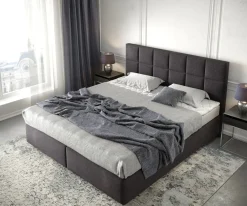 BoxspringbettDream-Fine 180x200 cm Mikrofaser Schwarz mit Matratze und Topper Sofort versandfertig