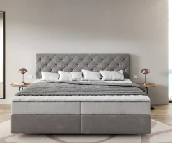 BoxspringbettDream-Great Mikrofaser Grau 200x200 cm mit Taschenfederkernmatratze und Topper Visco Sofort versandfertig