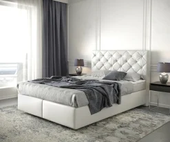 BoxspringbettDream-Great 140x200 cm Kunstleder Weiß mit Matratze und Topper Sofort versandfertig