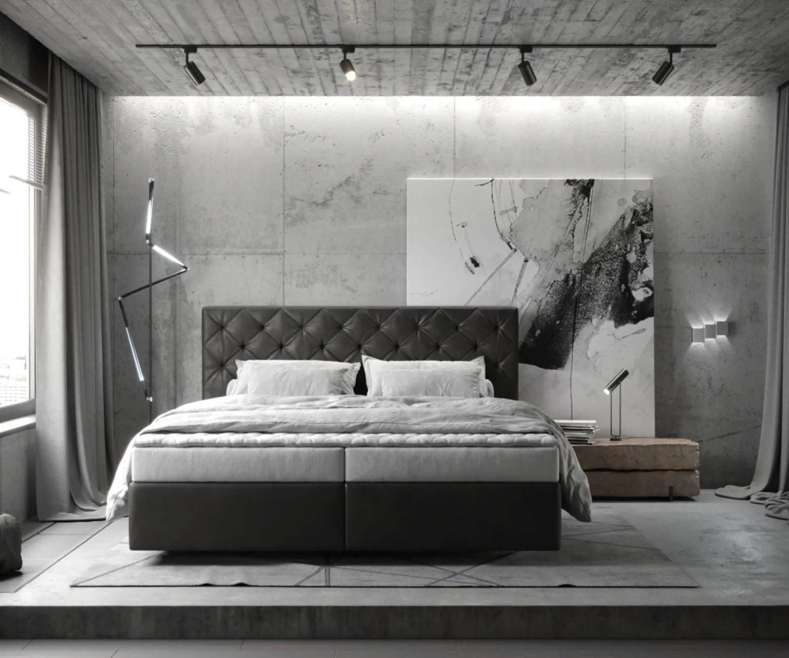 BoxspringbettDream-Great 180x200 cm Lederimitat Anthrazit mit Matratze und Topper Sofort versandfertig