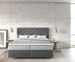 BoxspringbettDream-Great 160x200 cm Mikrofaser Anthrazit mit Matratze und Topper Sofort versandfertig
