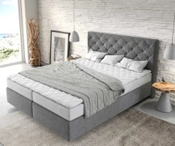 BoxspringbettDream-Great 160x200 cm Mikrofaser Anthrazit mit Matratze und Topper Sofort versandfertig
