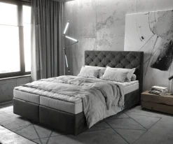 BoxspringbettDream-Great 140x200 cm Mikrofaser Anthrazit Vintage mit Matratze und Topper Sofort versandfertig