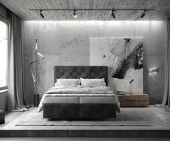 BoxspringbettDream-Great 140x200 cm Mikrofaser Anthrazit Vintage mit Matratze und Topper Sofort versandfertig