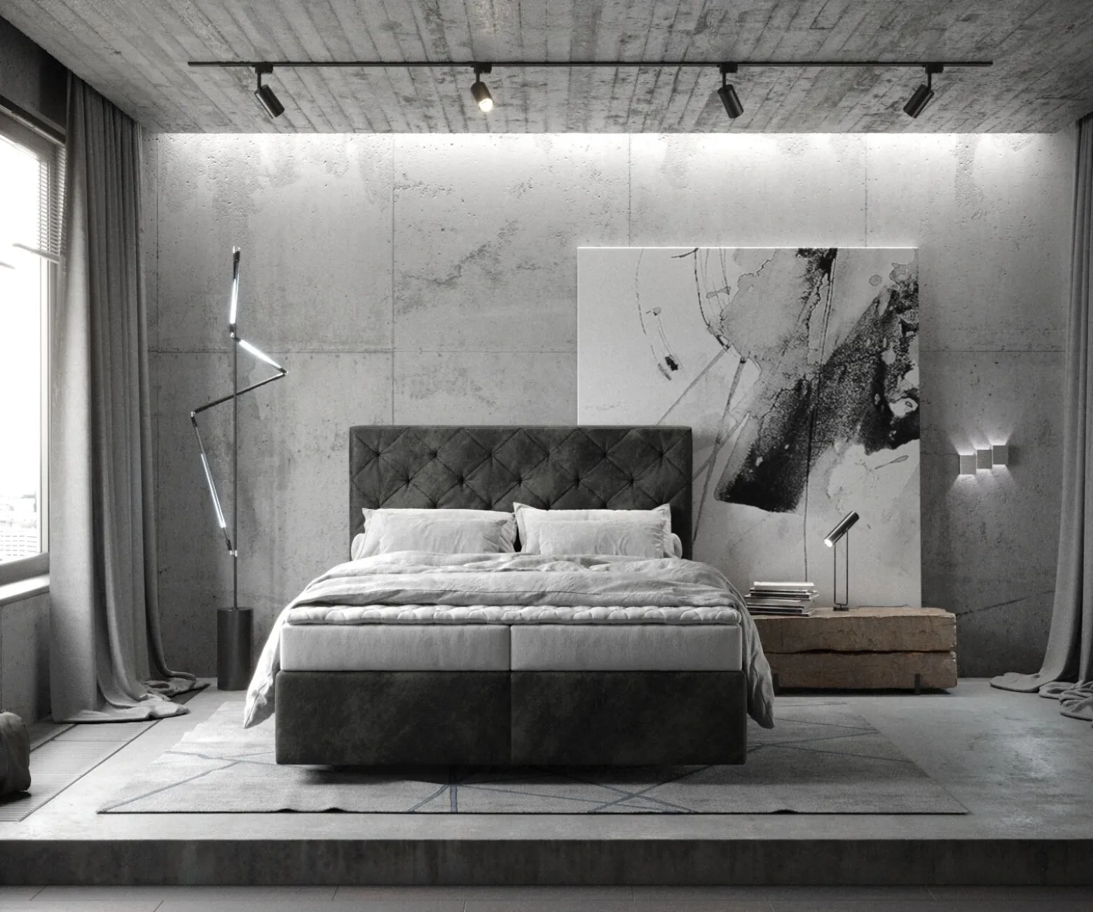 BoxspringbettDream-Great 140x200 cm Mikrofaser Anthrazit Vintage mit Matratze und Topper Sofort versandfertig
