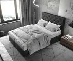 BoxspringbettDream-Great 140x200 cm Mikrofaser Anthrazit Vintage mit Matratze und Topper Sofort versandfertig