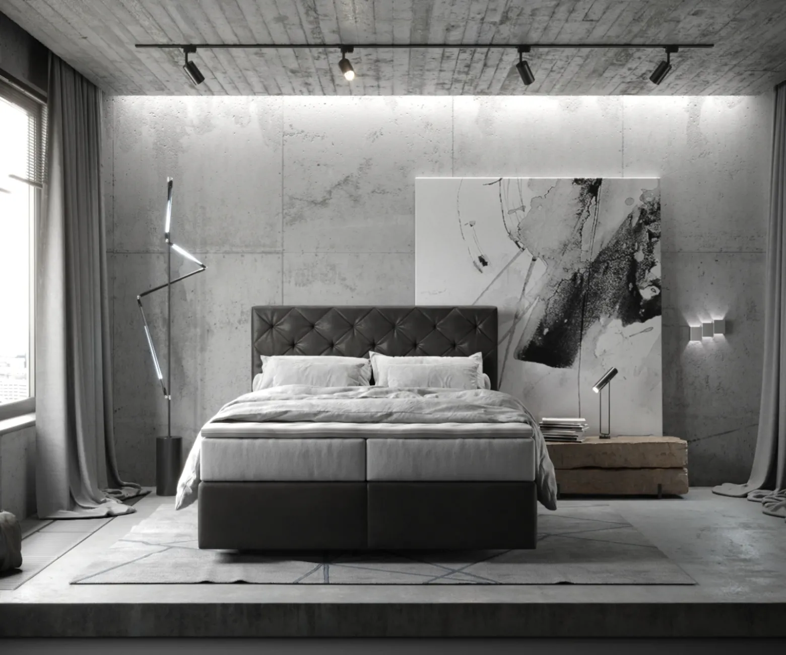 BoxspringbettDream-Great 140x200 cm Mikrofaser Anthrazit Vintage mit TFK Matratze und Visco Topper Sofort versandfertig