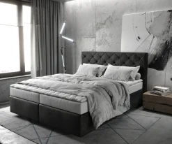 BoxspringbettDream-Great 160x200 cm Mikrofaser Anthrazit Vintage mit Matratze und Topper Sofort versandfertig