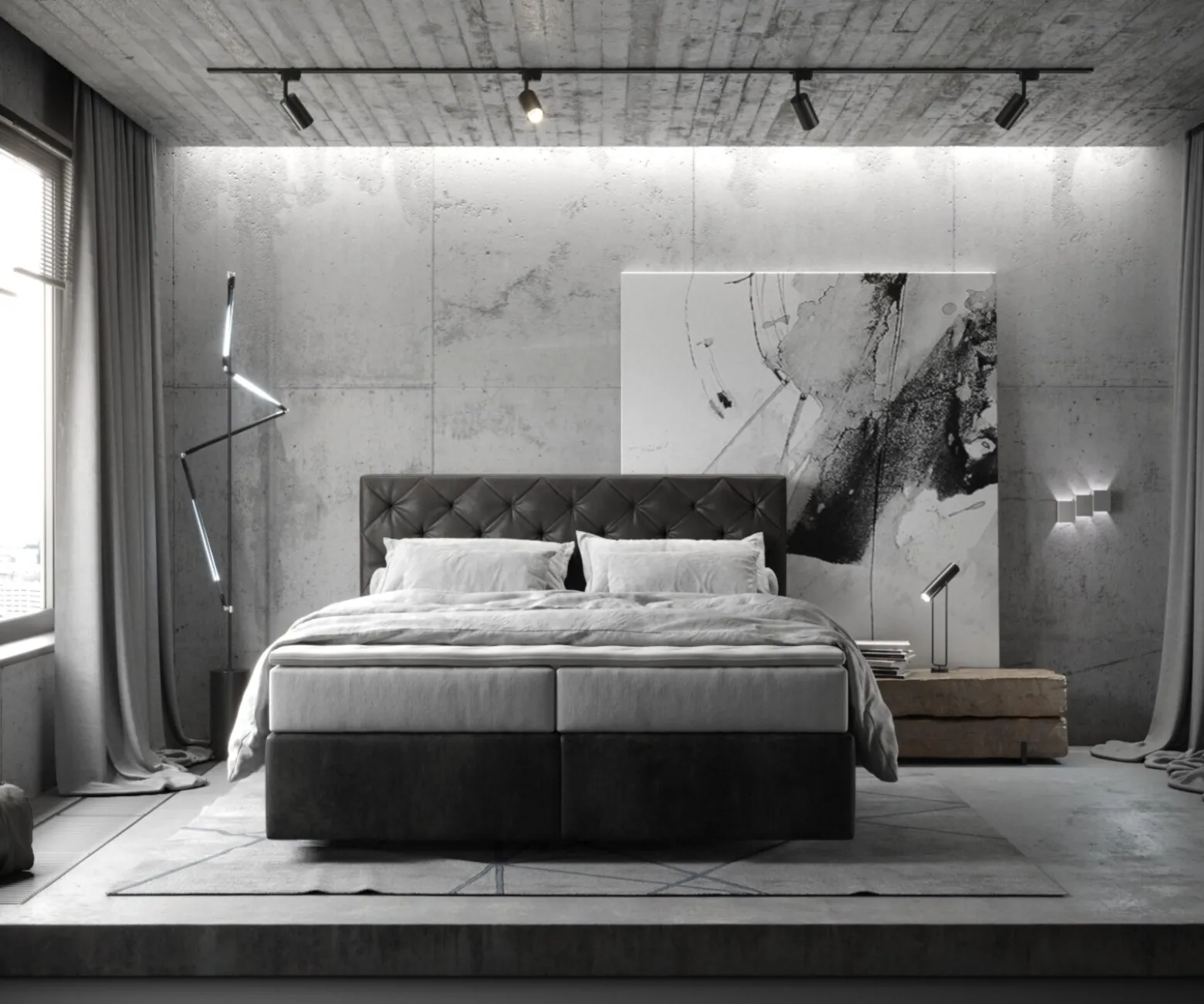 BoxspringbettDream-Great 160x200 cm Mikrofaser Anthrazit Vintage mit TFK Matratze und Visco Topper Sofort versandfertig