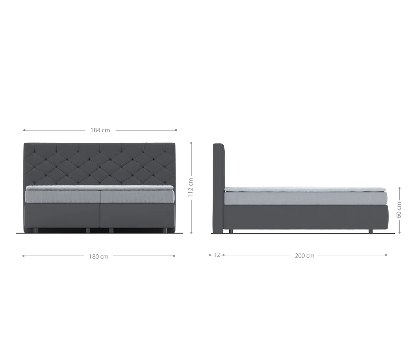 BoxspringbettDream-Great 180x200 cm Mikrofaser Anthrazit Vintage mit TFK Matratze und Visco Topper Sofort versandfertig