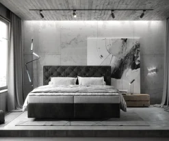 BoxspringbettDream-Great 180x200 cm Mikrofaser Anthrazit Vintage mit Matratze und Topper Sofort versandfertig