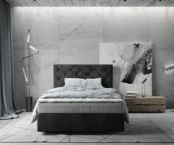 BoxspringbettDream-Great 120x200 cm Mikrofaser Anthrazit Vintage mit Matratze und Topper Sofort versandfertig
