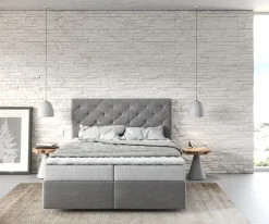 BoxspringbettDream-Great 140x200 cm Mikrofaser Grau mit Matratze und Topper Sofort versandfertig