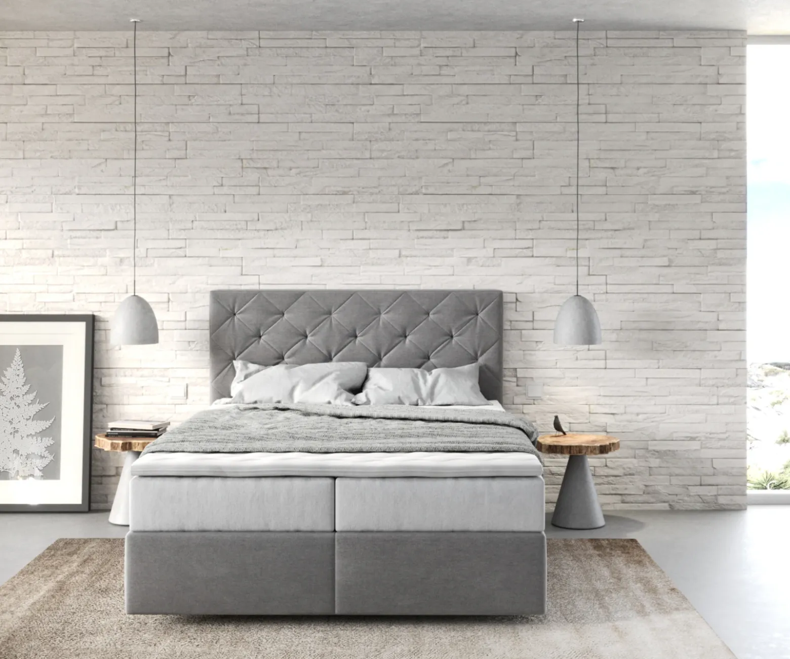 BoxspringbettDream-Great 140x200 cm Mikrofaser Grau mit TFK Matratze und Visco Topper Sofort versandfertig