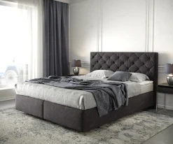 BoxspringbettDream-Great 160x200 cm Mikrofaser Schwarz mit Matratze und Topper Sofort versandfertig
