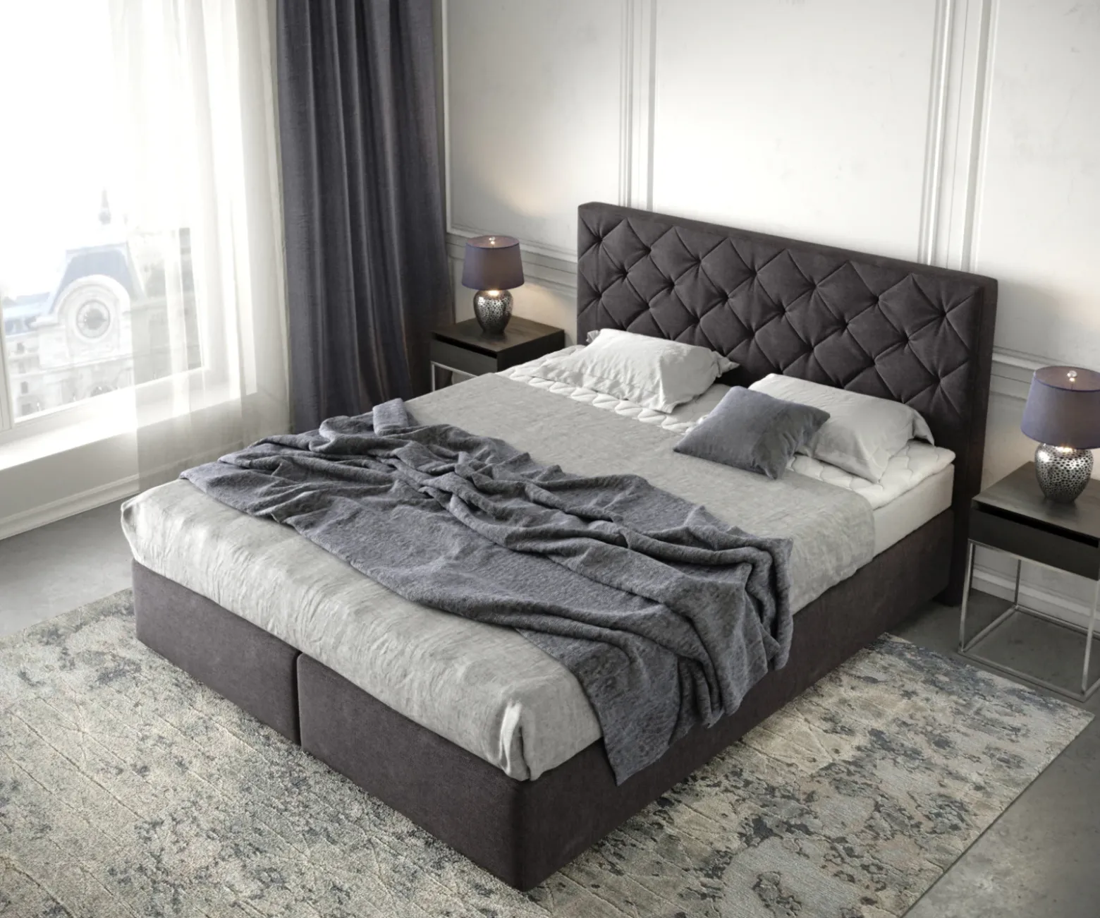 BoxspringbettDream-Great 160x200 cm Mikrofaser Schwarz mit Matratze und Topper Sofort versandfertig