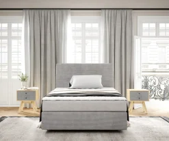 BoxspringbettDream-Well 120x200 cm Cord Silbergrau mit Matratze und Topper Sofort versandfertig