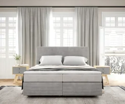 BoxspringbettDream-Well 160x200 cm Cord Silbergrau mit Taschenfederkernmatratze und Topper Visco Sofort versandfertig