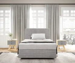 BoxspringbettDream-Well 120x200 cm Cord Silbergrau mit Taschenfederkernmatratze und Topper Visco Sofort versandfertig