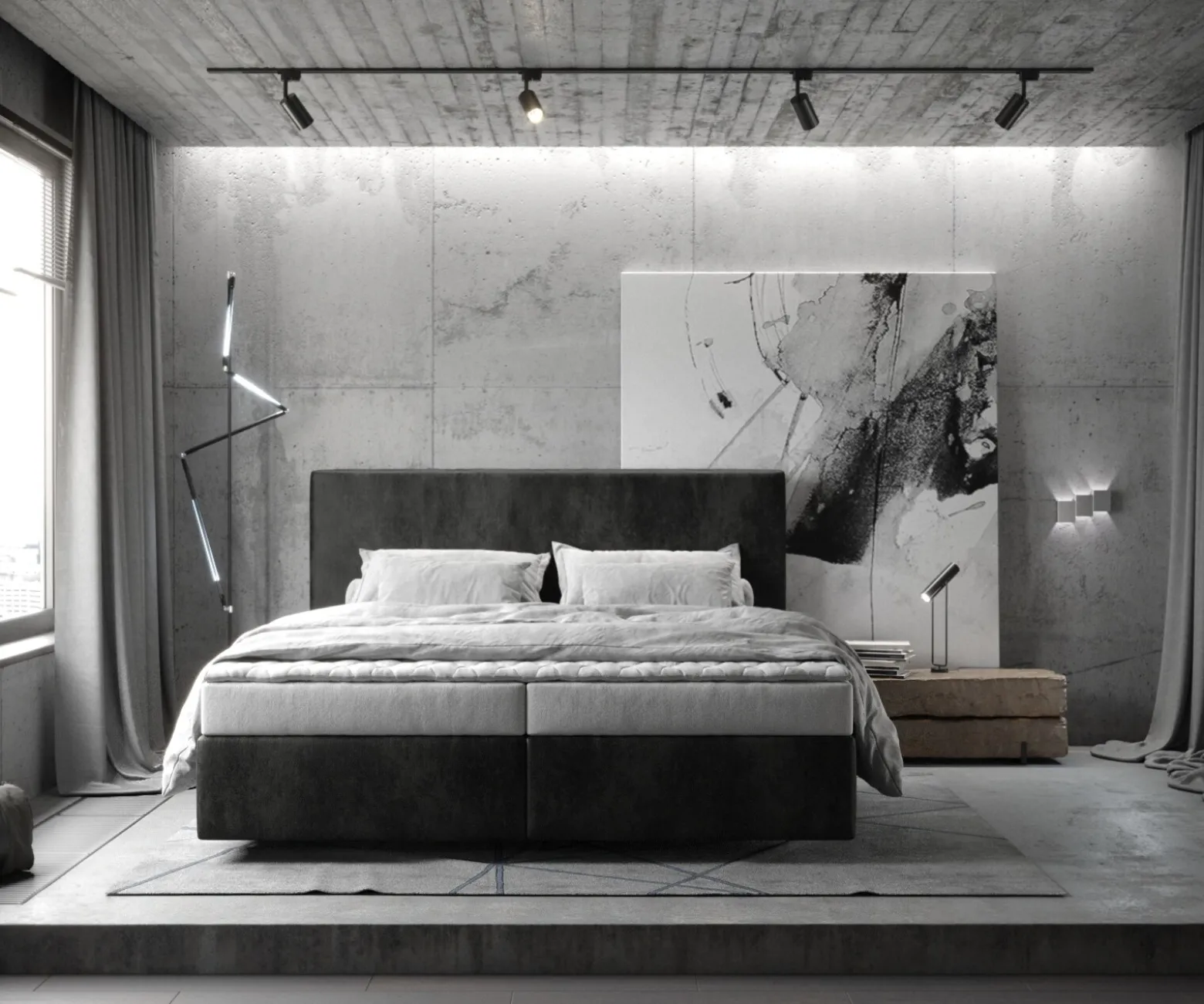 BoxspringbettDream-Well 180x200 cm Mikrofaser Anthrazit Vintage mit Matratze und Topper Sofort versandfertig