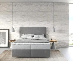 BoxspringbettDream-Well 140x200 cm Mikrofaser Grau mit Matratze und Topper Sofort versandfertig