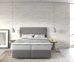 BoxspringbettDream-Well 140x200 cm Mikrofaser Grau mit TFK Matratze und Visco Topper Sofort versandfertig
