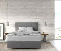 BoxspringbettDream-Well 120x200 cm Mikrofaser Grau mit TFK Matratze und Visco Topper Sofort versandfertig