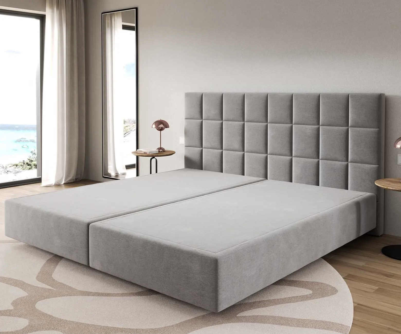BoxspringgestellDream-Fine Mikrofaser Grau 200x200 cm Sofort versandfertig