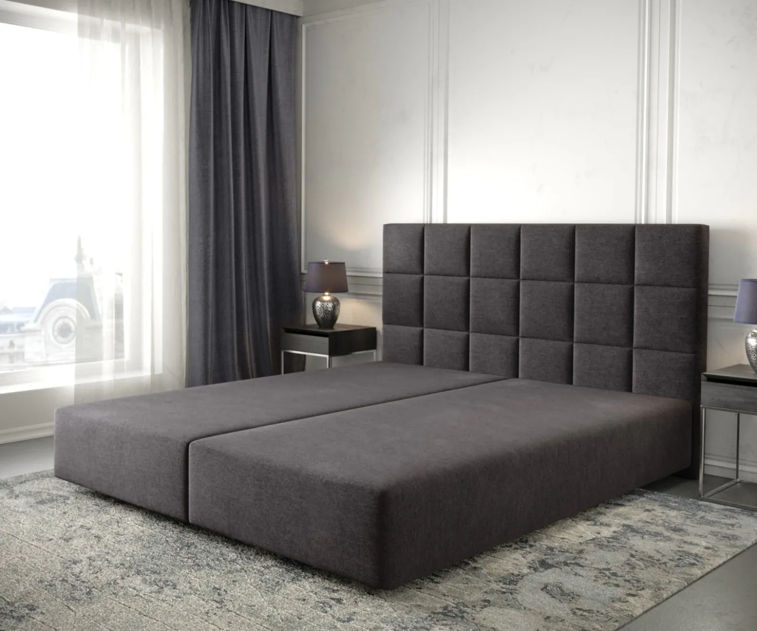 BoxspringgestellDream-Fine 180x200 cm Mikrofaser Schwarz Sofort versandfertig