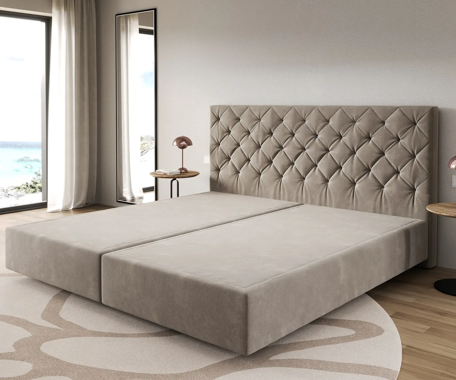 BoxspringgestellDream-Great Mikrofaser Beige 200x200 cm Sofort versandfertig