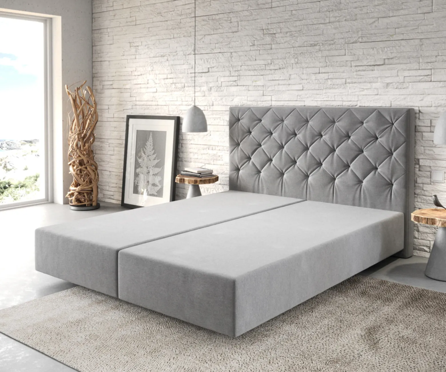 BoxspringgestellDream-Great 160x200 cm Mikrofaser Grau Sofort versandfertig