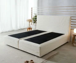 BoxspringgestellDream-Well Plüsch-Cord Beige 180x200 cm Sofort versandfertig
