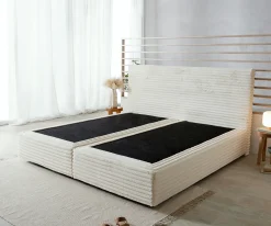 BoxspringgestellDream-Well Plüsch-Cord Beige 200x200 cm Sofort versandfertig