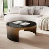 CouchtischAlerio 90x90 cm Marmor Schwarz Silber Metall Gold Ombre Versandfertig ca. 14.09.26