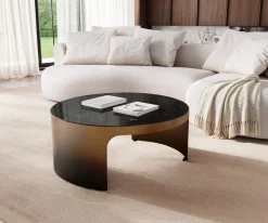 CouchtischAlerio 90x90 cm Marmor Schwarz Silber Metall Gold Ombre Versandfertig ca. 14.09.26