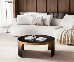 CouchtischAlerio 90x90 cm Marmor Schwarz Silber Metall Gold Ombre Versandfertig ca. 14.09.26