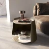 CouchtischDaban 59x59 cm Keramik Minas Melange Weiß-Beige Gestell Metall Titanfarbig Versandfertig ca. 25.09.26