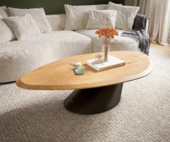 CouchtischEdge Organisch 140x76 cm Eiche Natur Conis Metall Schwarz Flow- Versandfertig ca. 25.11.26